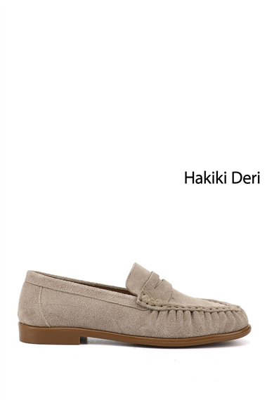 Kadın Kum Süet Hakiki Deri Comfort Loafer