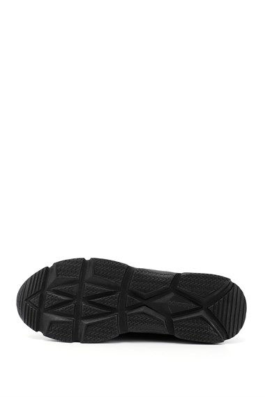 Kadın Lacivert Antik Bağcıklı Dolgu Taban Hakiki Deri Sneaker