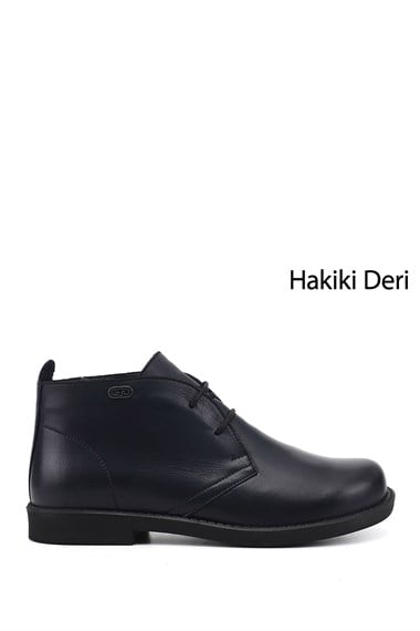 Womens Navy Blue Antique Rubber Sole Genuine Leather Boot