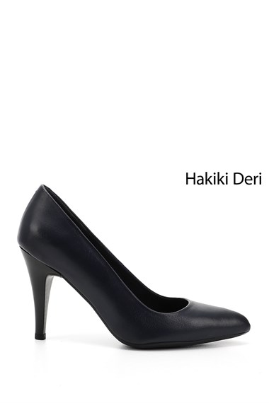 Womens Navy Blue Antique Pointed Toe Thin Heel Genuine Leather Stiletto