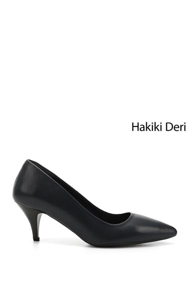 Kadın Lacivert Antik Sivri Burun İnce Topuklu Hakiki Deri Stiletto