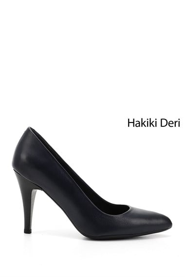 Womens Navy Blue Antique Pointed Toe Thin Heel Genuine Leather Stiletto