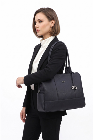 Womens Navy Blue Long Strap Hand and Shoulder Bag