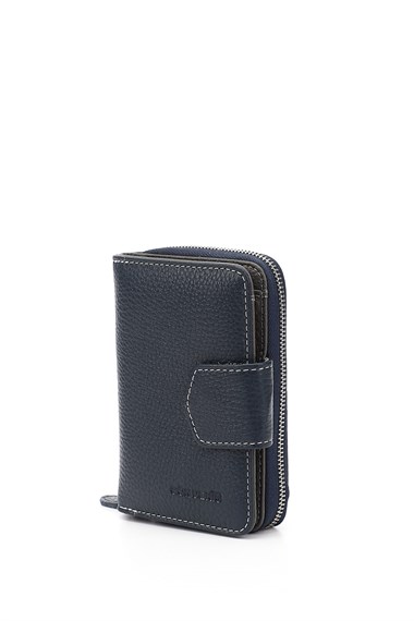 Kadın Laciverte Antrasit Dikey Hakiki Deri Cüzdan