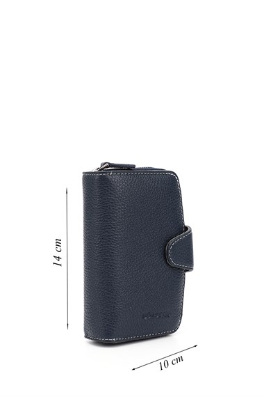 Kadın Laciverte Antrasit Dikey Hakiki Deri Cüzdan