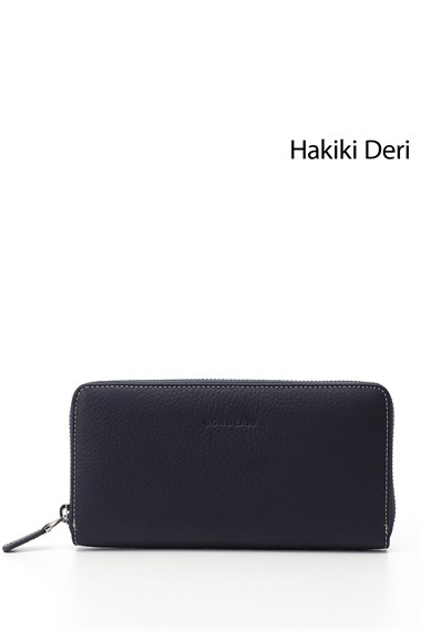 Kadın Laciverte Antrasit Yatay Hakiki Deri Cüzdan