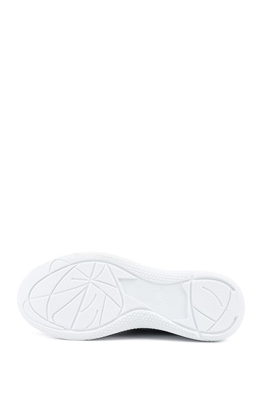 Kadın Mavi Bağcıklı Dolgu Taban Hakiki Deri Sneaker