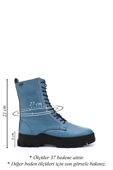 Womens Blue Floater Zippered Rubber Sole Genuine Leather Combat Boots