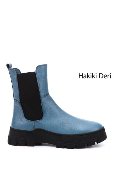 Womens Blue Floater Rubber Sole Genuine Leather Chelsea Boots