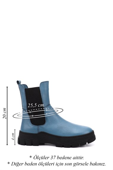 Womens Blue Floater Rubber Sole Genuine Leather Chelsea Boots