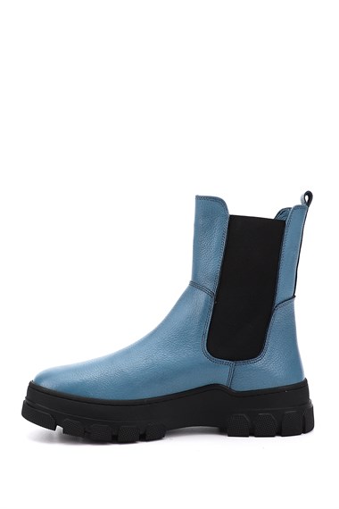Womens Blue Floater Rubber Sole Genuine Leather Chelsea Boots