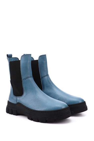 Womens Blue Floater Rubber Sole Genuine Leather Chelsea Boots