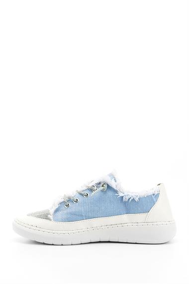 Kadın Mavi Kot Triko Taşlı Comfort Dolgu Taban Sneaker