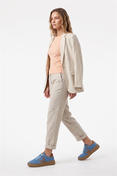 Kadın Mavi Süet Bağcıklı Hakiki Deri Sneaker