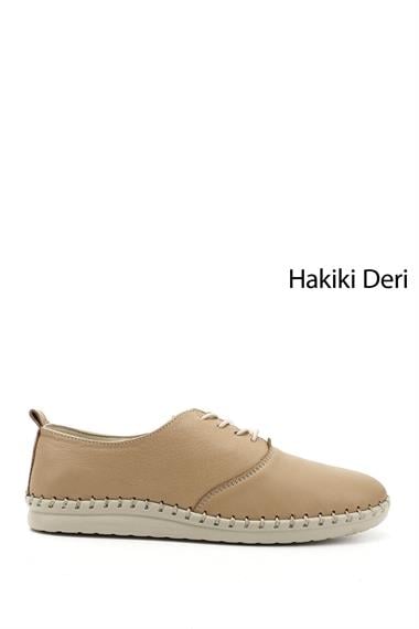 Kadın Nude Bağcıklı Hakiki Deri Comfort Ayakkabı
