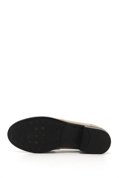 Kadın Nude Hakiki Deri Loafer Ayakkabı