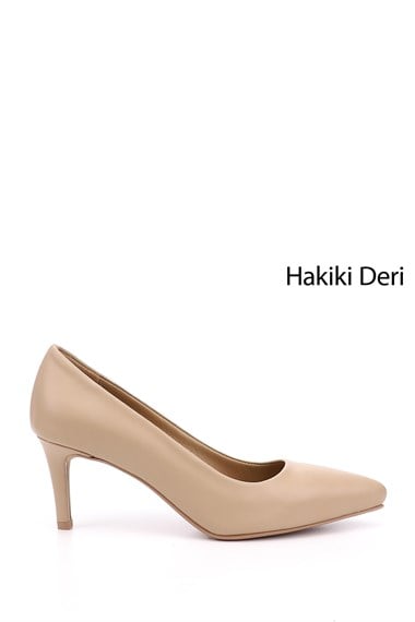 Kadın Nude Platinum Sivri Burun İnce Topuklu Hakiki Deri Stiletto