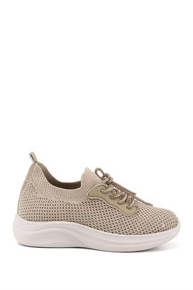 Womens Nude Knit Lace-up with Memory Foam Insole Comfort Sneaker