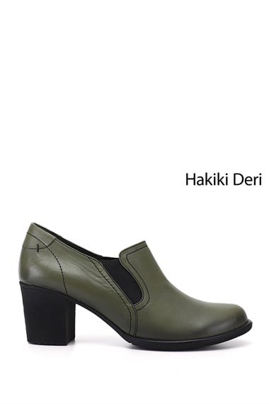 Kadın  Orta Kalın Topuklu Hakiki Deri Ayakkabı