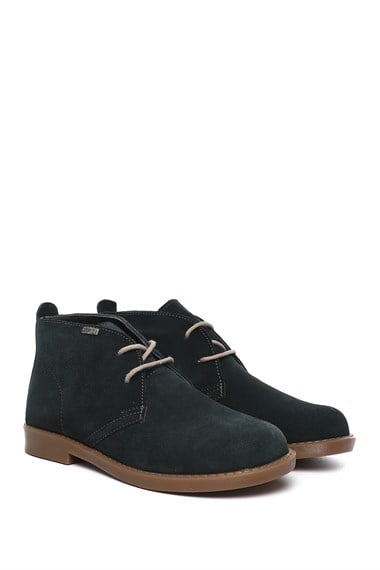 Womens Petrol Green Rubber Sole Genuine Leather Boots