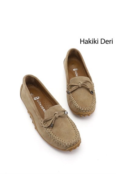 Kadın Sahra Süet Fiyonklu Hakiki Deri Comfort Loafer