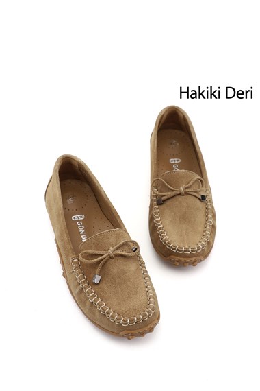 Kadın Sahra Süet Fiyonklu Hakiki Deri Comfort Loafer