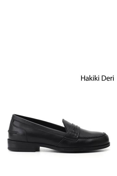 Kadın SİYAH ANTİK Hakiki Deri Loafer Ayakkabı