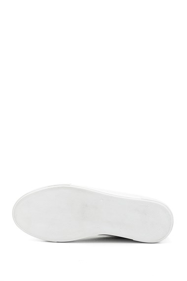 Kadın Siyah Bağcıklı Dolgu Taban Hakiki Deri Sneaker