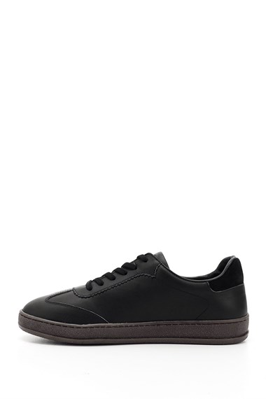 Kadın Siyah Bağcıklı Hakiki Deri Sneaker