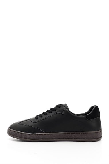 Kadın Siyah Bağcıklı Hakiki Deri Sneaker