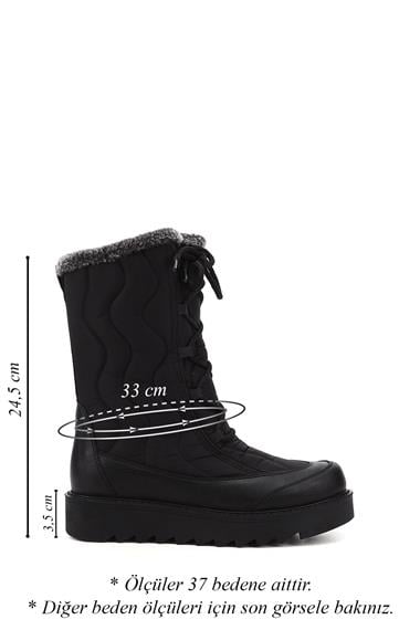 Womens Black Lace-Up Thermo Sole Comfort Snow Boots