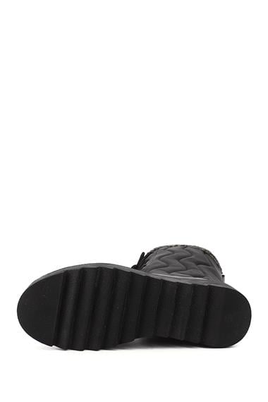 Womens Black Lace-Up Thermo Sole Comfort Snow Boots