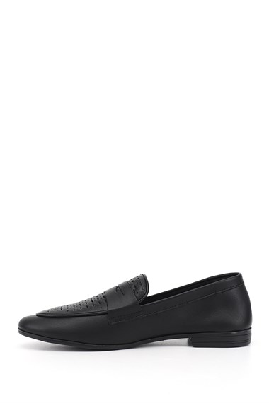 Kadın Siyah Baskılı Hakiki Deri Loafer