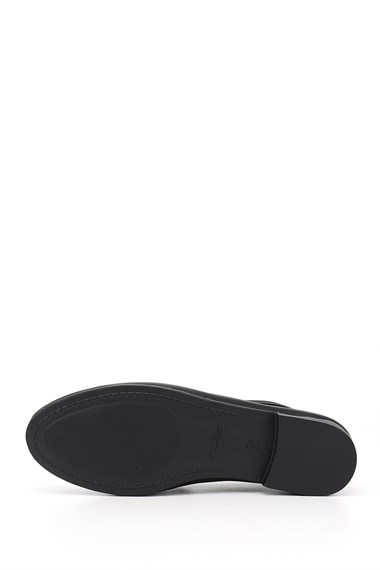Kadın Siyah Baskılı Hakiki Deri Loafer