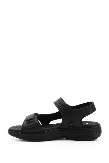 Kadın Siyah Cırt Bantlı Dolgu Topuk Comfort Sandalet