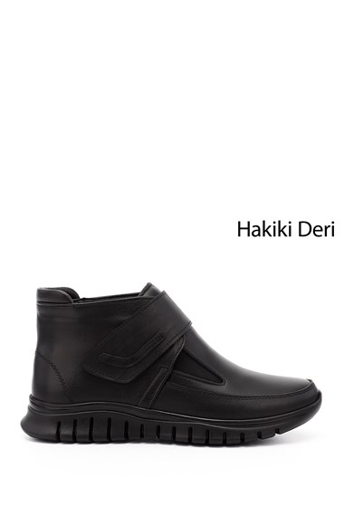 Kadın Siyah Cırtlı Hakiki Deri Comfort Bot