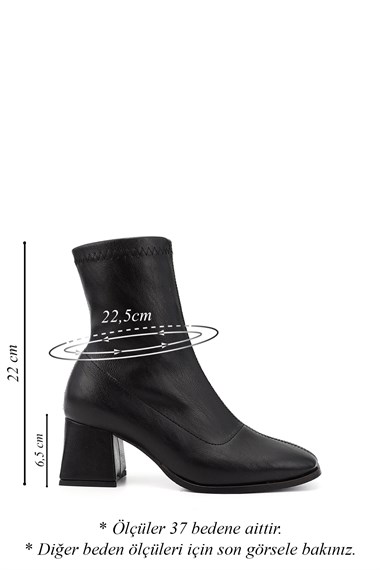 Womens Black Zippered Blunt Toe Thick Heel Stretch Boots