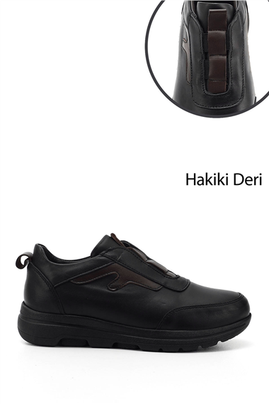 Kadın Siyah Dilden Lastikli Hakiki Deri Comfort Ayakkabı