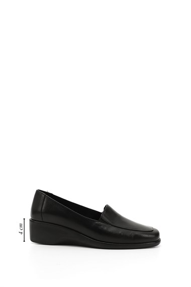 Women Black Platform Genuine Leather Shoes