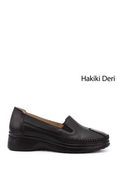 Womens Black Platform Genuine Leather Comfort Shoes