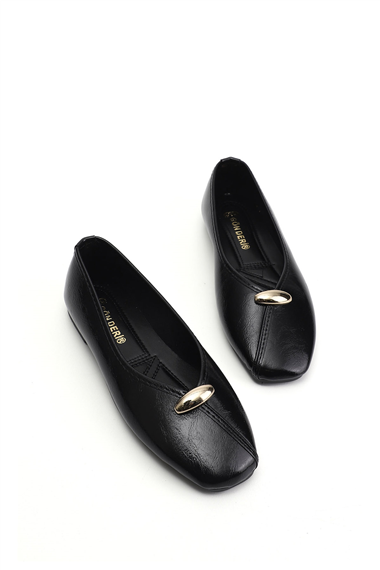 Kadın Siyah Düz Tabanlı Babet