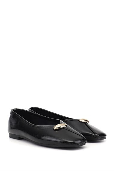 Womens Black Flat Sole Ballet Flats