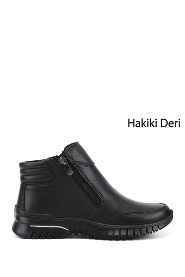 Kadın Siyah Fermuarlı Hakiki Deri Comfort Bot