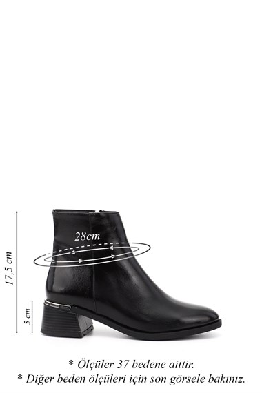 Womens Black Zip-Up Chunky Heel Boots