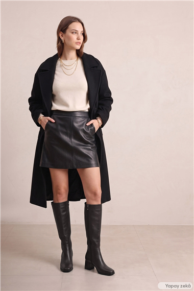 Womens Black Zip-Up Chunky Heel Boots