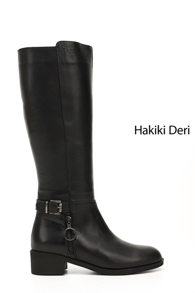 Gön  Genuine  Leather Round Nose Rubber sole Heels Zipper Buckle Women Daily Boot 46515