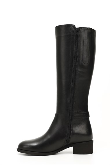 Gön  Genuine  Leather Round Nose Rubber sole Heels Zipper Buckle Women Daily Boot 46515