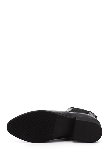 Kadın Siyah Fermuarlı Kalın Topuklu Hakiki Deri Chelsea Bot