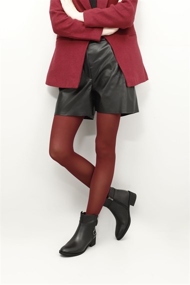 Womens Black Zippered Thick Heel Genuine Leather Boots