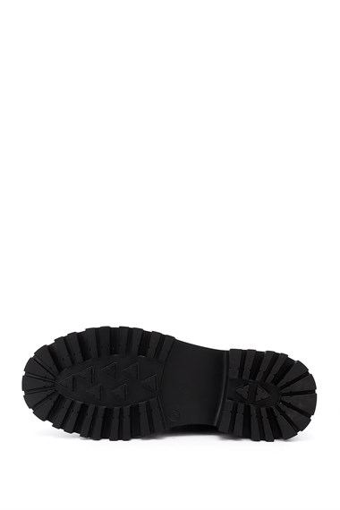 Womens Black Zip-Up Chunky Heel Combat Boots